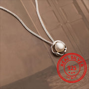 Women’s Sterling Silver Collarbone Necklace Geometric Pearl Minimalist Hypoallergenic