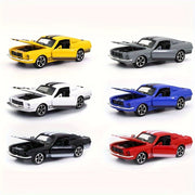 Toybox Legend, Vintage Mustang 1:32 o'lchamdagi qotishma o'yinchoq mashinasi - Orqaga tortish harakati, ochiladigan eshiklar, o'g'il bolalar uchun mukammal tug'ilgan kun sovg'asi - Kulrang, Oq, Qizil, Moviy, Sariq, Qora variantlari.
