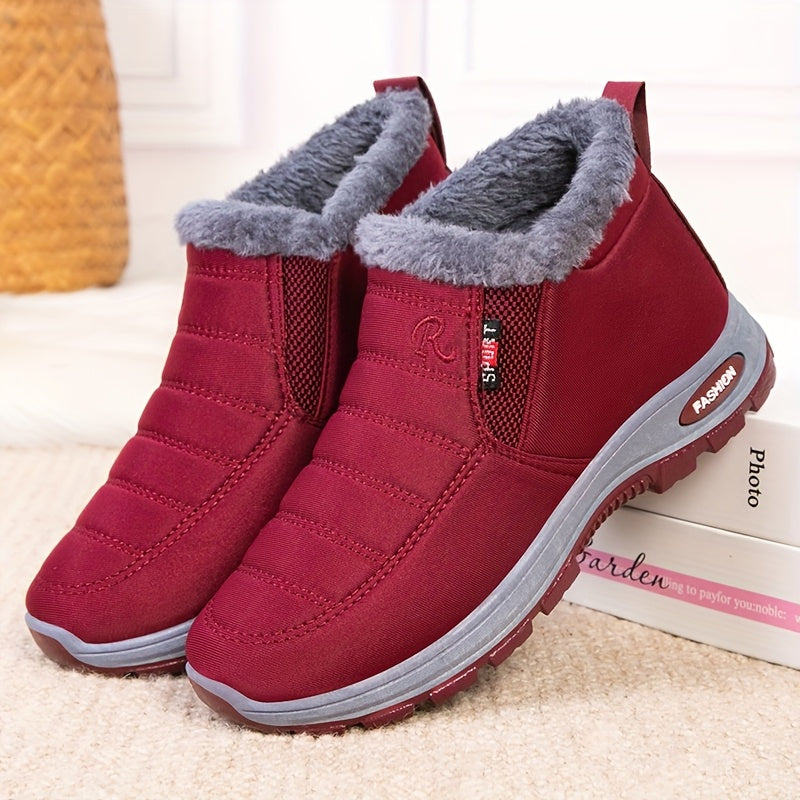 Women's Fleece-Lined Slip-On Boots for All Seasons Warmth
