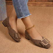 Women's Flat Shoes Brown Geometric Square Toe Slip-On Ballets Comfortable Daily Wear