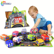 Interaktiv ta'lim o'yinchoqlari to'plami polyester matodan tayyorlangan itarish va harakatlantirish transport vositalari va hayvonlarni, o'yin maydoni va olib yurish sumkasi bilan birga o'z ichiga oladi.