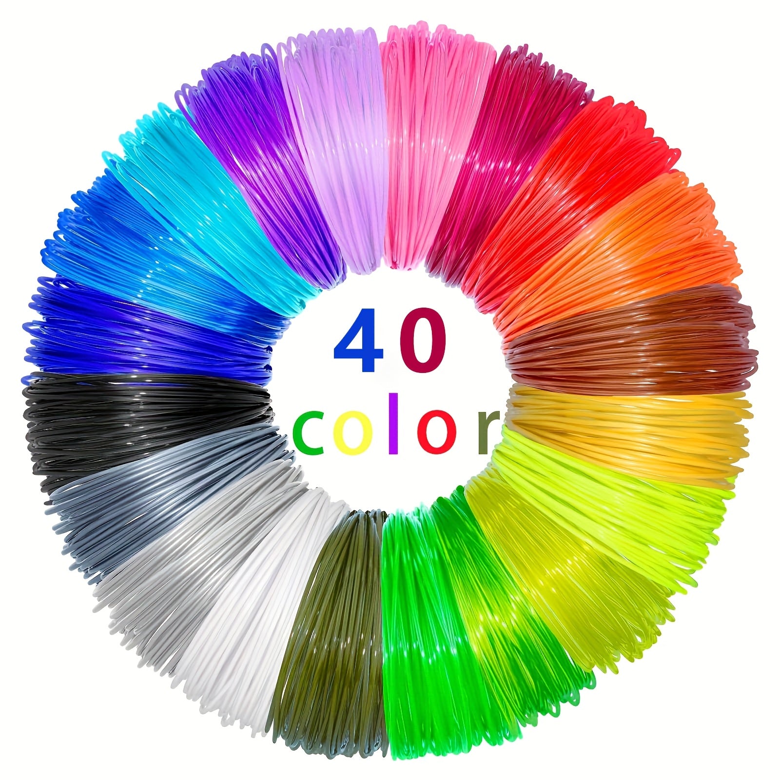 40 Pack 1.75mm PLA Filament for 3D Pen 4724 Inches Random Colors