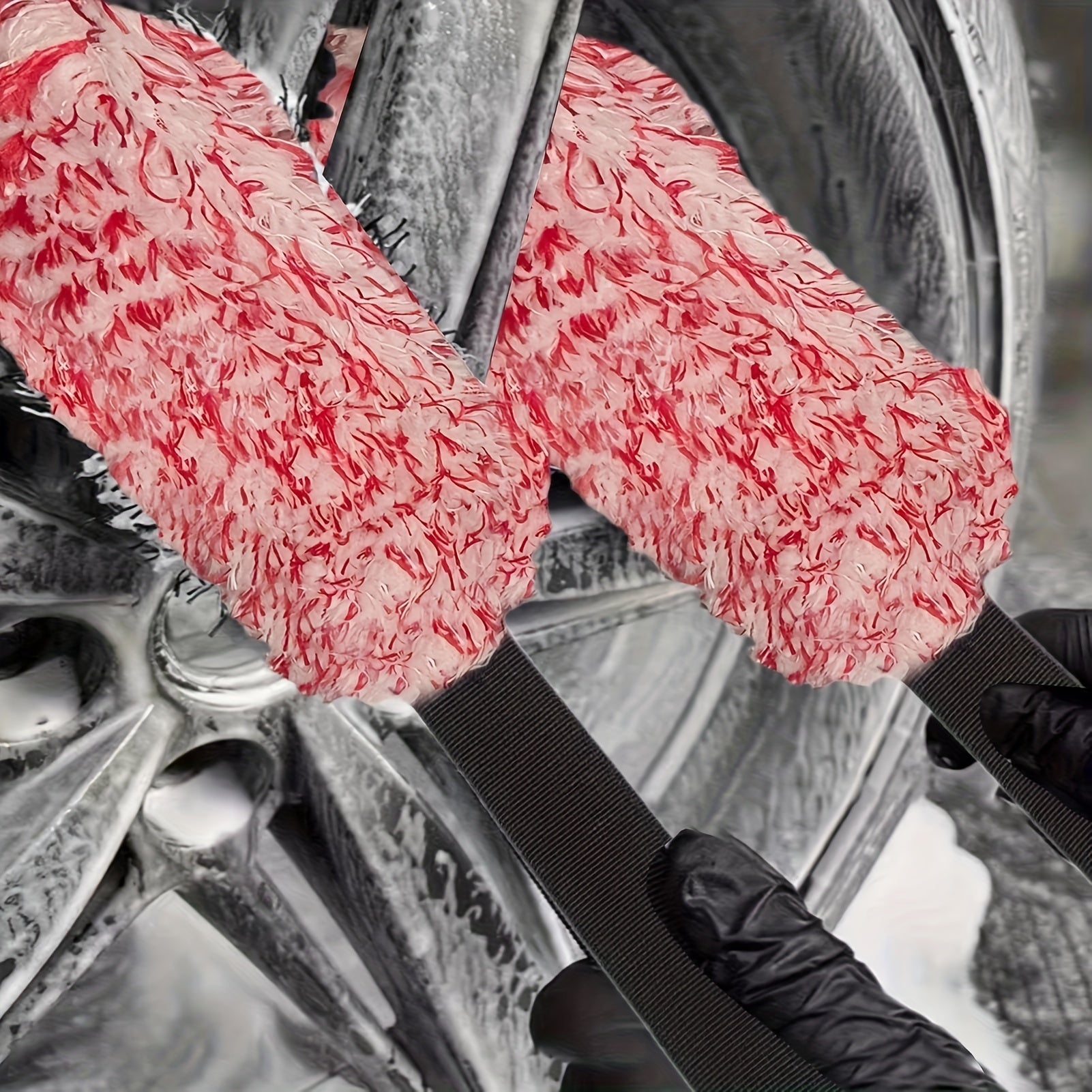 Microfiber Car Wheel Cleaning Towel Double-Sided Coral Plush Tire Brush