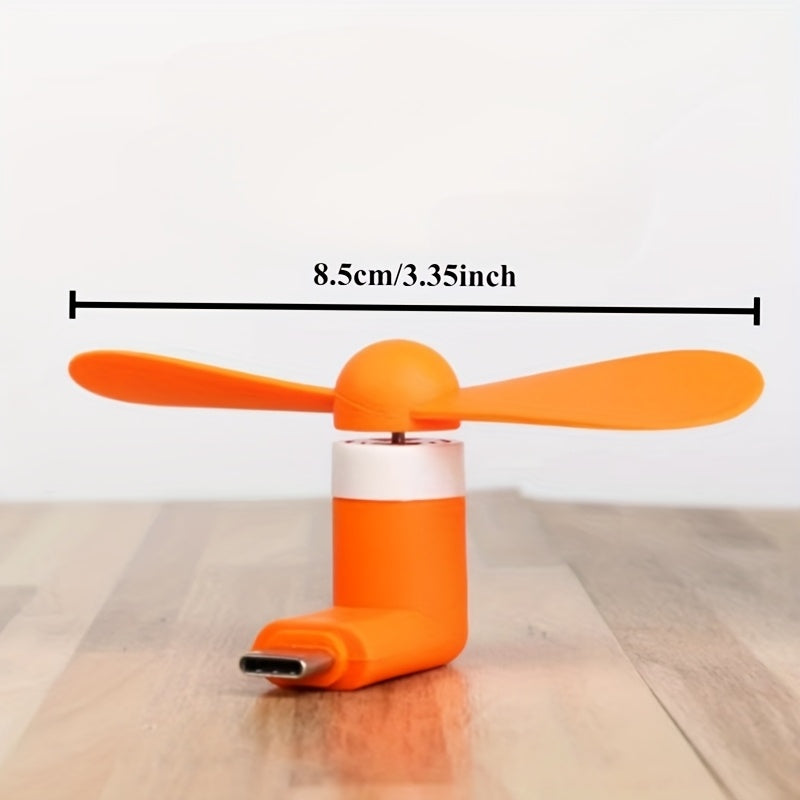 Мини-вентилятор для телефона USB с адаптером Type-C 2-в-1, тихий портативный охлаждающий вентилятор для путешествий и использования на открытом воздухе, питание от Android USB, разнообразные цвета