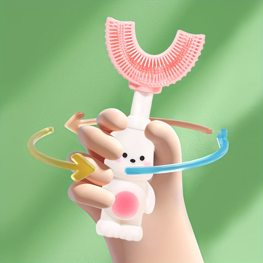 Kids Silicone U-Shaped Toothbrush for Children 3+ Durable Cartoon Dog Design