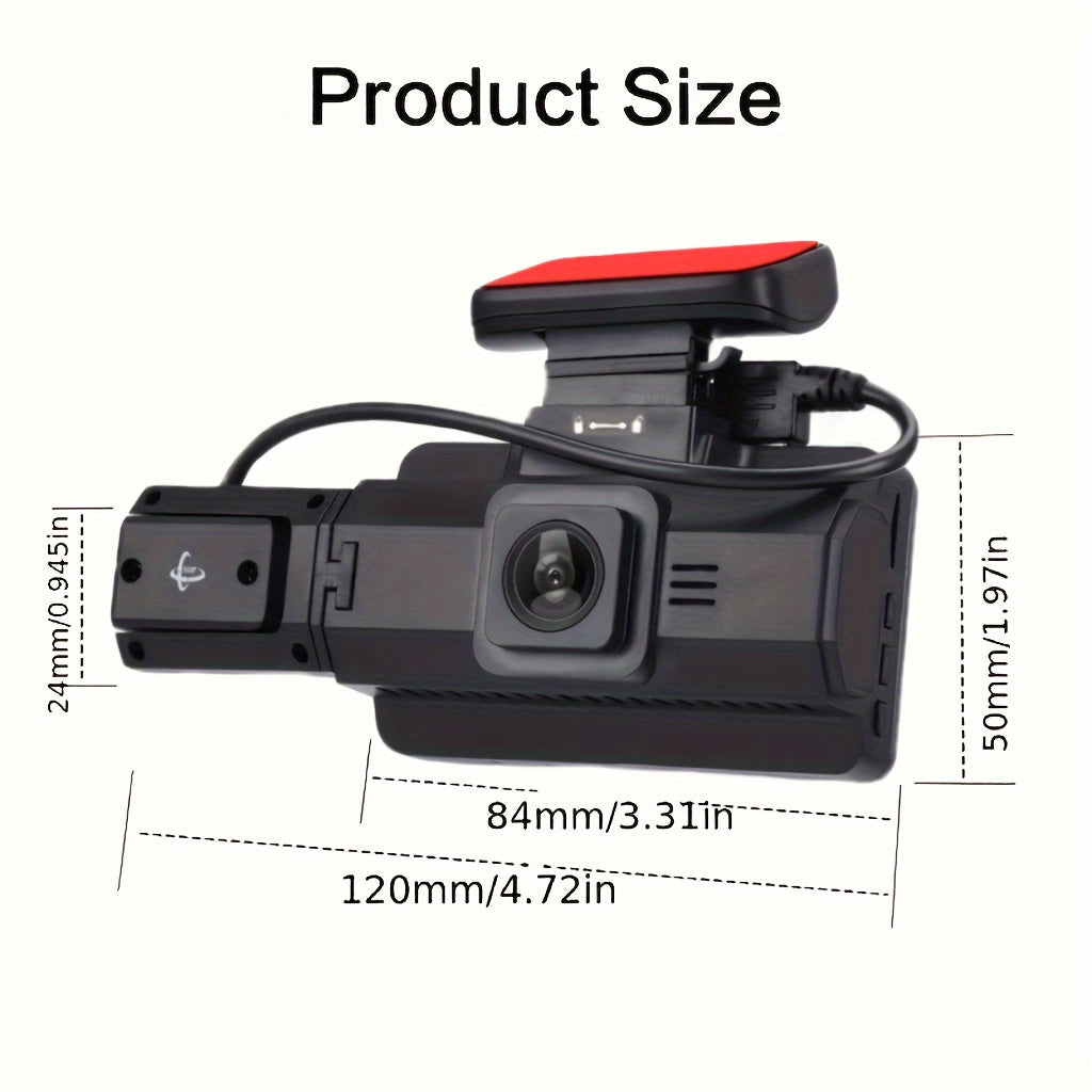 Dual Lens Car Dash Cam 7.62cm Screen Night Vision Wide Angle Loop Recording