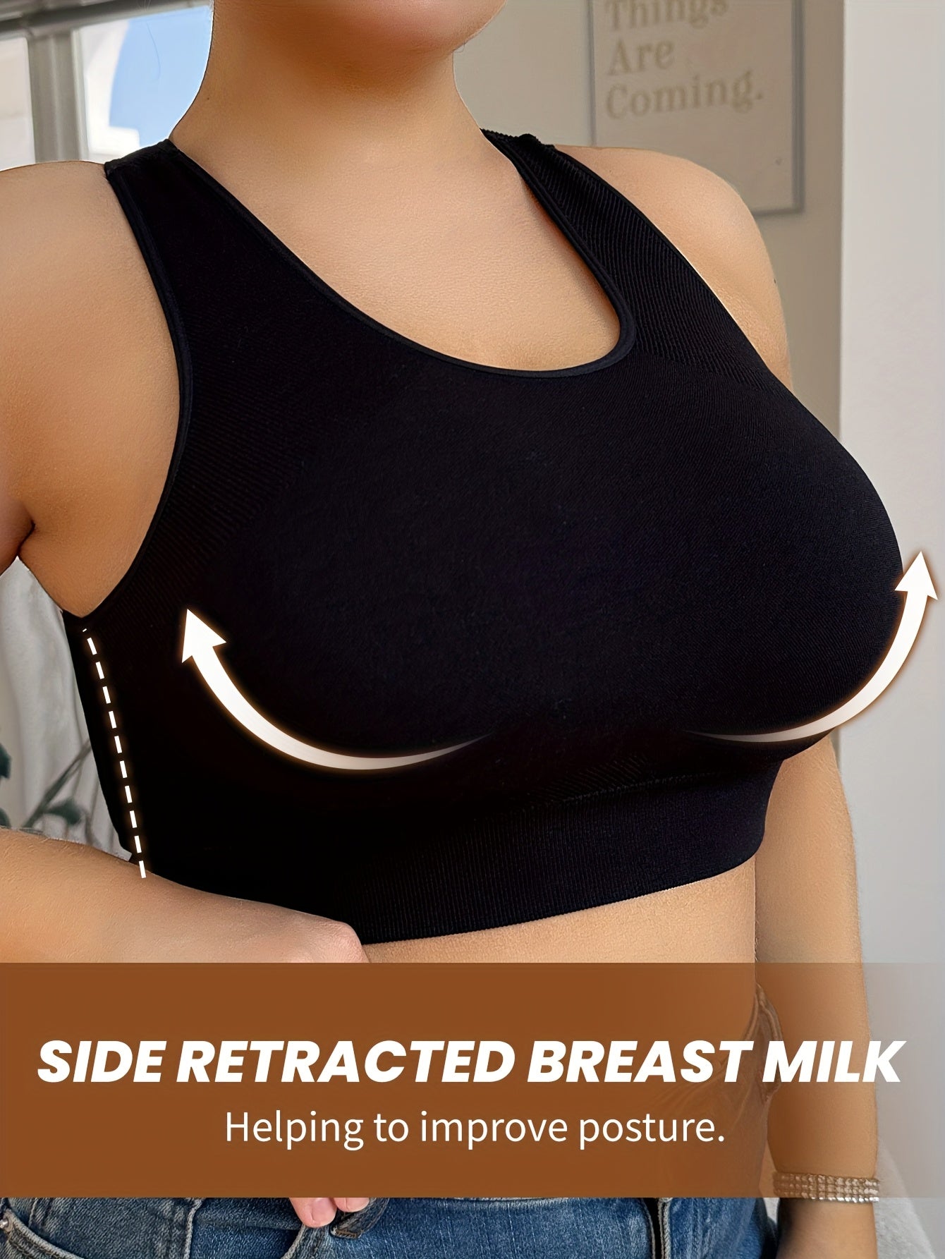 Бюстгальтер для женщин больших размеров безшовный дышащий для спорта с регулируемыми бретелями