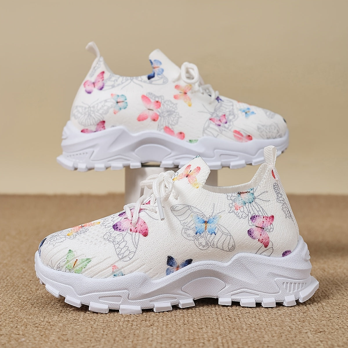 Girls Boys Toddler Butterfly Pattern Casual Sneakers Non-slip Fabric Low Top Running Hiking Outdoor