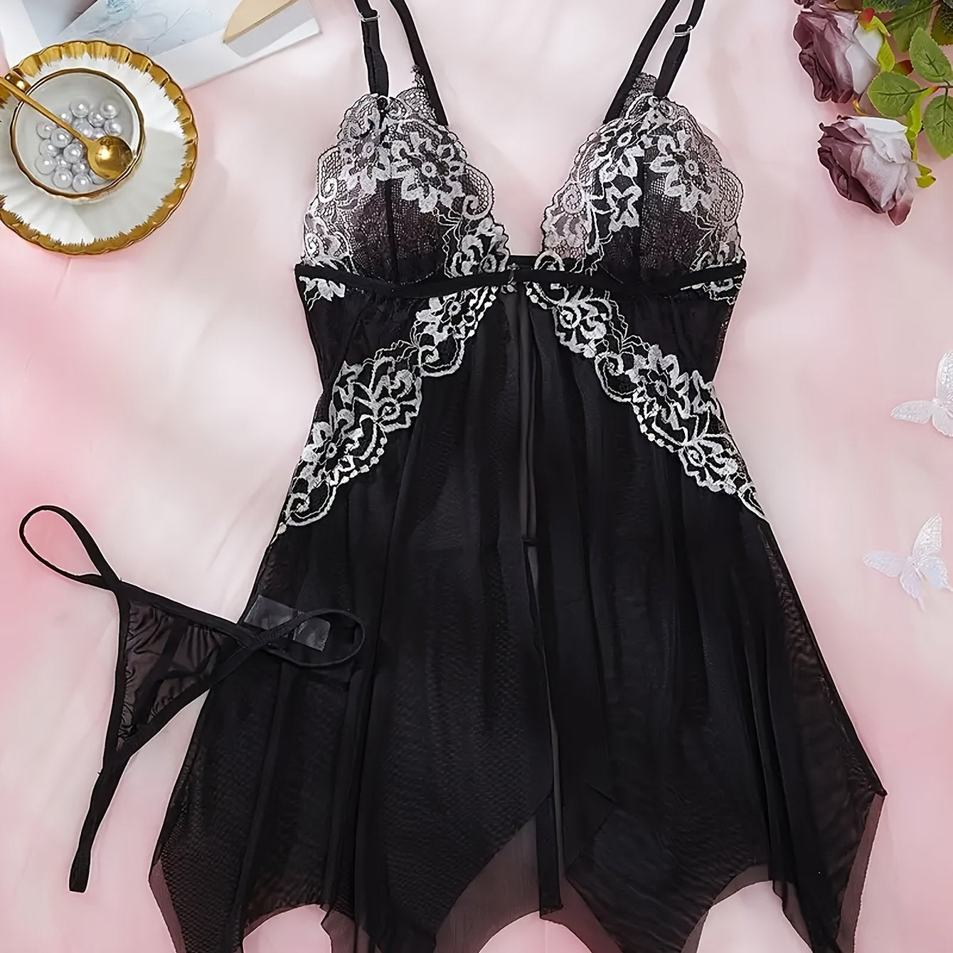 Нижнее белье из кружевного платья с V-образным вырезом и открытой спинкой для соблазнительной носки