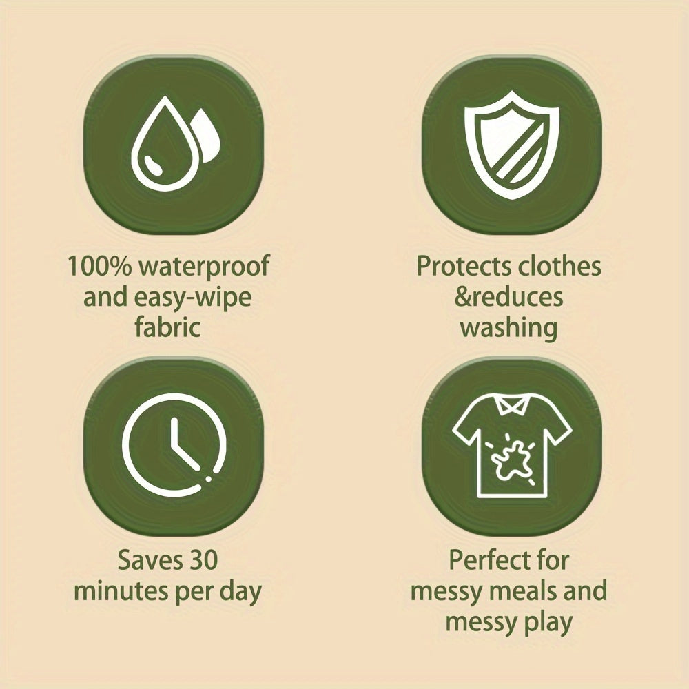 Waterproof PUL Long-Sleeved Baby Bib for High Chairs Strollers and Tables