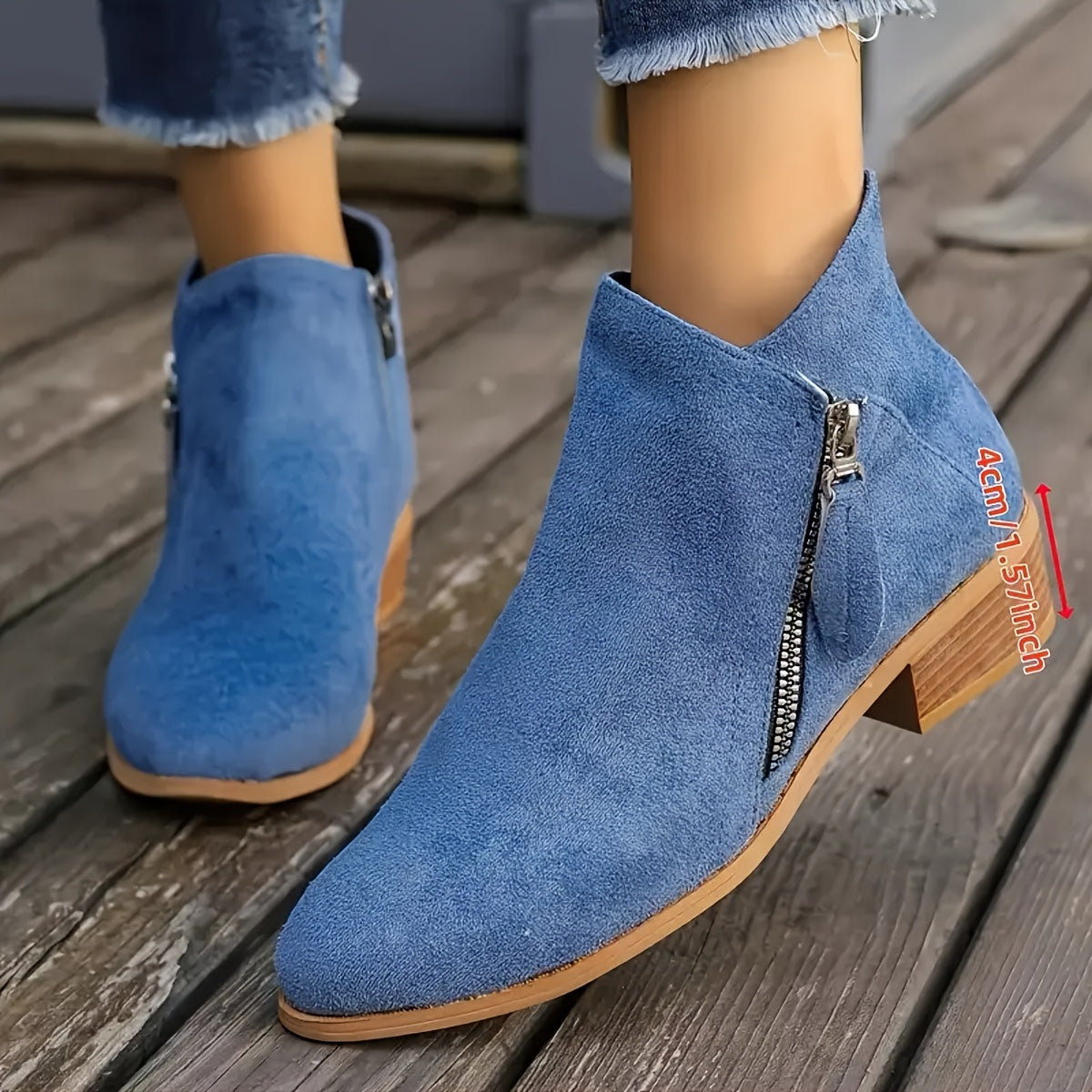Women's Leather Zip-Up Ankle Boots Pointed Toe Casual Office Shoes