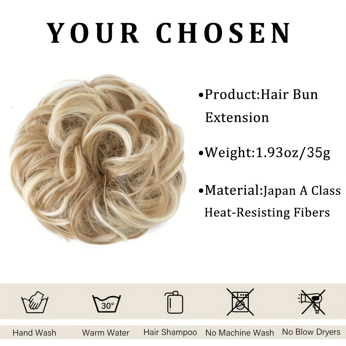 Women High-Temperature Fiber Wig with Sewn PET Hair Tie Elegant Style