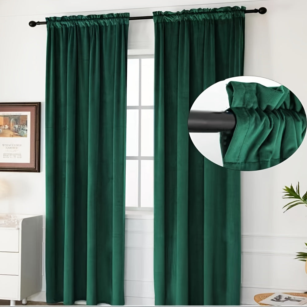Velvet Curtains Set of 2 Thermal Insulated Noise-Reducing Bedroom Living Room