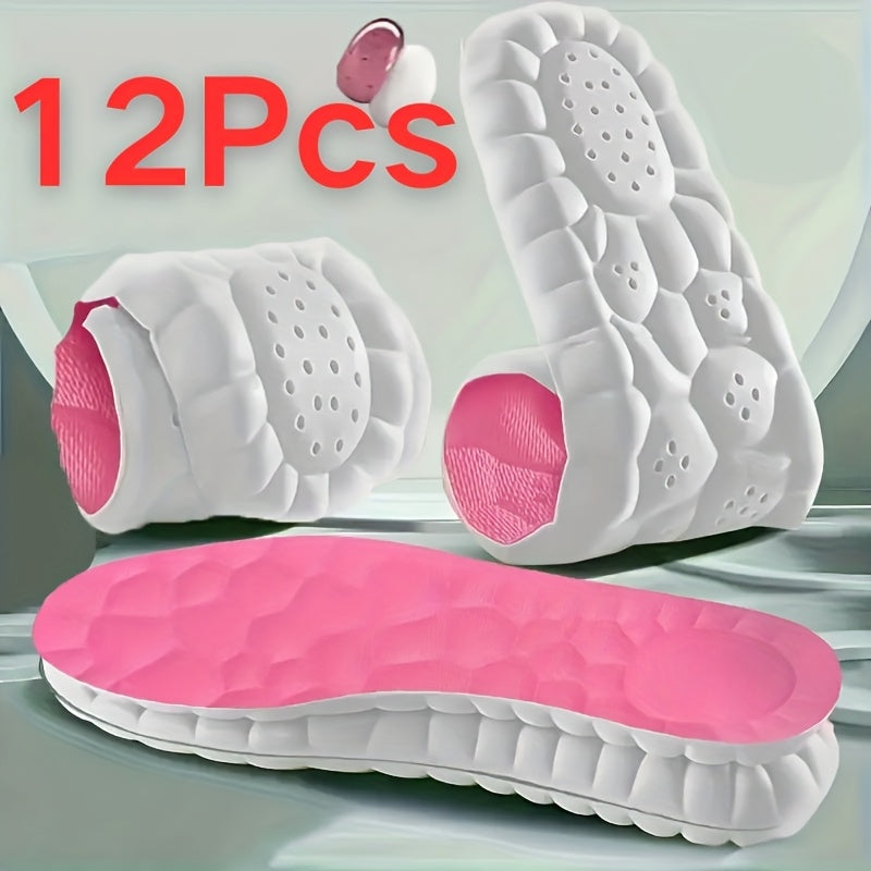 Unisex Breathable Elastic Insoles 12 Pairs Lightweight Comfortable