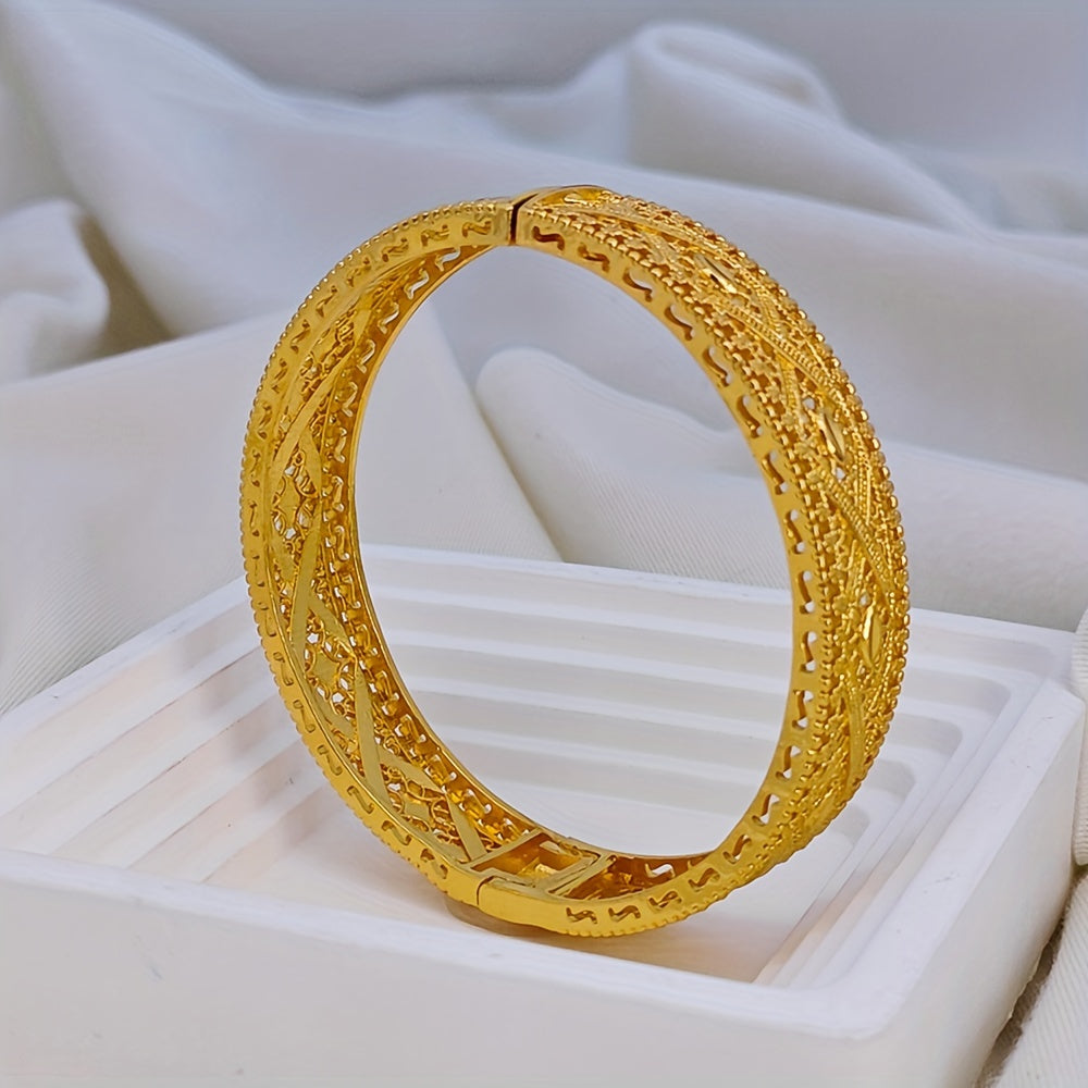 Pulsera de chapa abierta de cobre para mujer, ajustable, joyería elegante