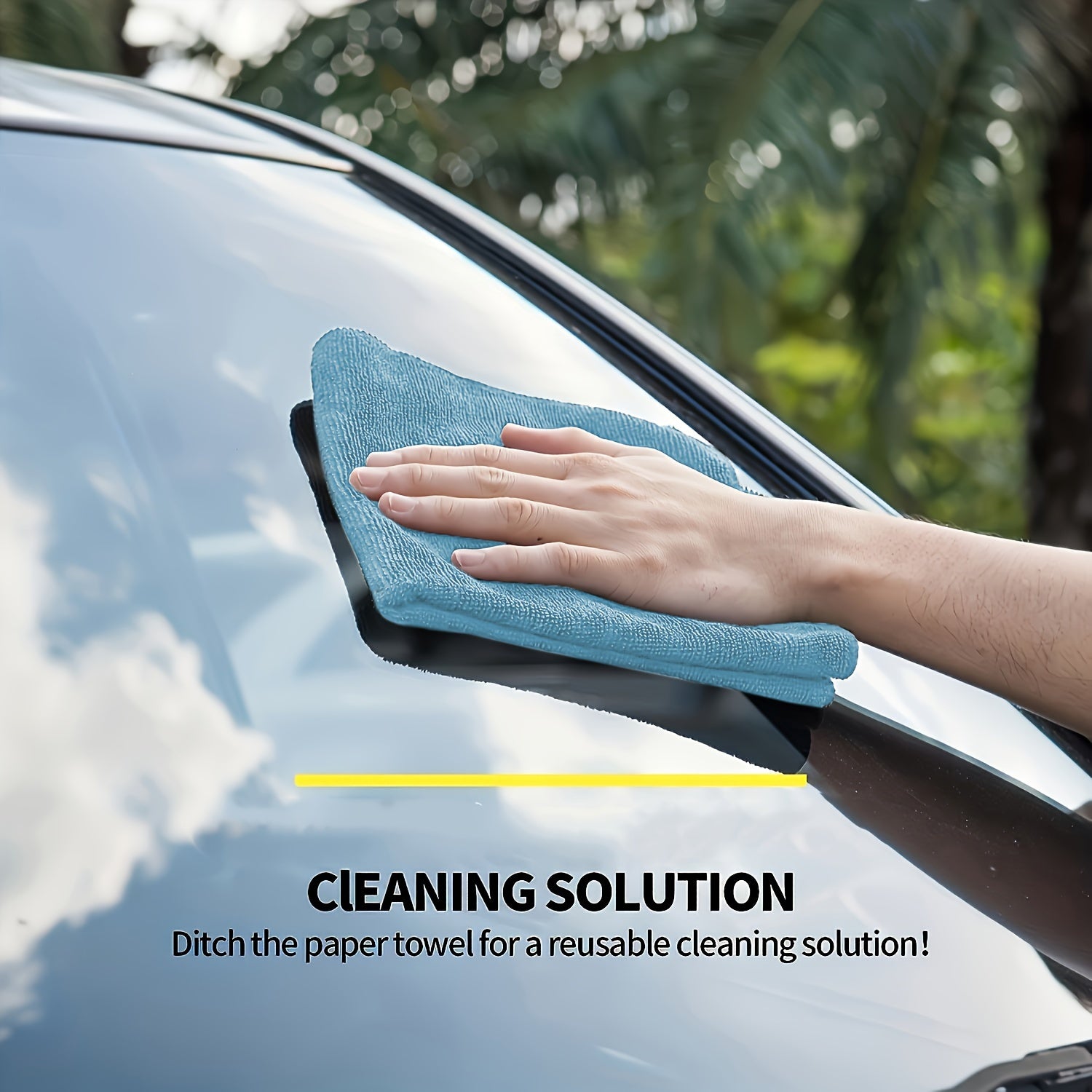 Microfiber Towel Set for Car Cleaning Light Blue Quick-Drying Highly Absorbent