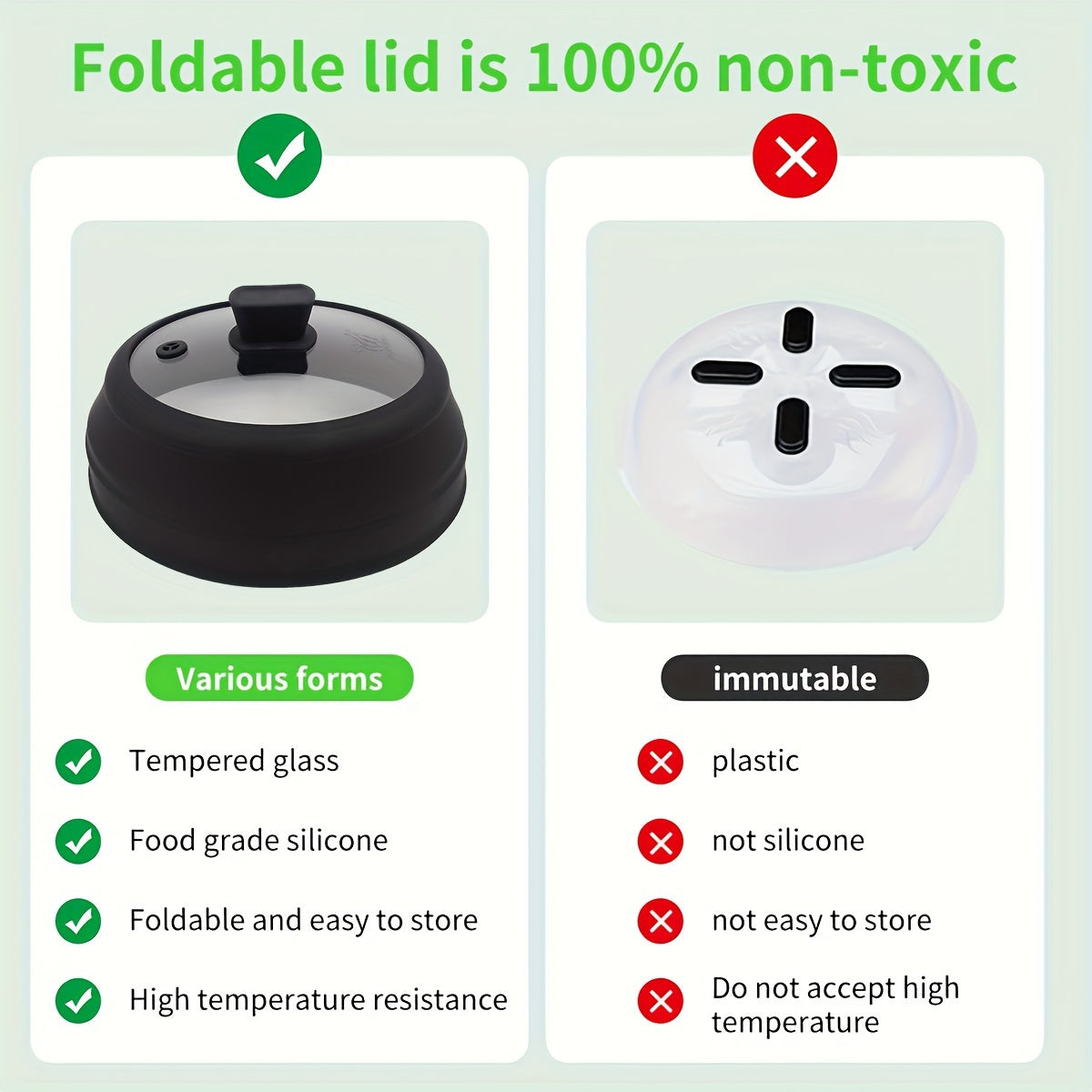 Oziq-ovqat uchun shisha mikroto'lqinli qopqoq BPA dan xoli, 22.86 sm egiluvchan mikroto'lqinli plastinka qopqog'i silikondan tayyorlangan to'kilishdan saqlovchi mikroto'lqinli oziq-ovqat qopqog'i - 1 dona