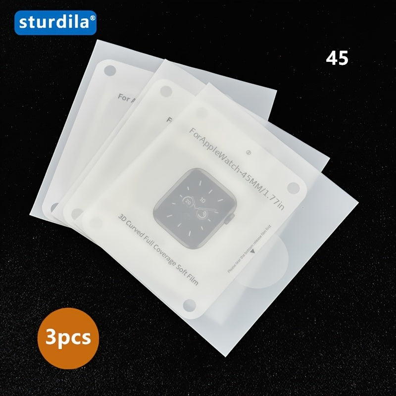 3Pcs Apple Watch Screen Protector Series 8 9 Ultra TPU Full Coverage Scratch-Resistant