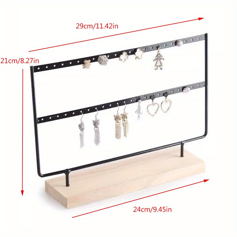 Metal and Wood 3-Tier Jewelry Organizer with Large Storage Capacity