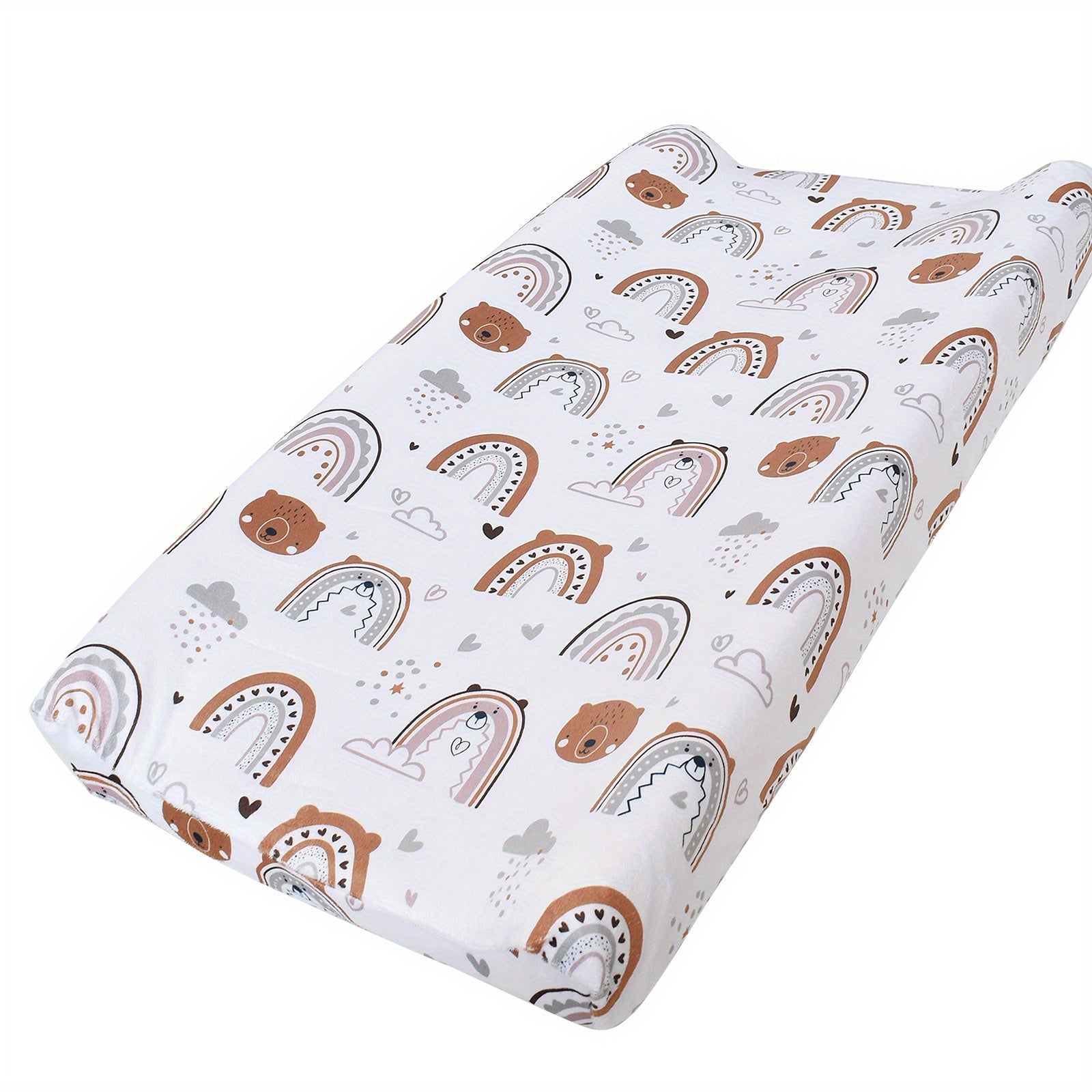 Baby Fitted Sheet with Plush Printed Design for Crib and Diaper Changing Pad