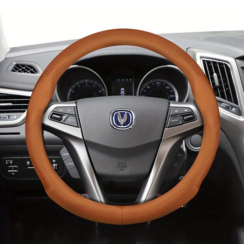 Universal Breathable PU Leather Steering Wheel Cover for Cars Black Burgundy Brown