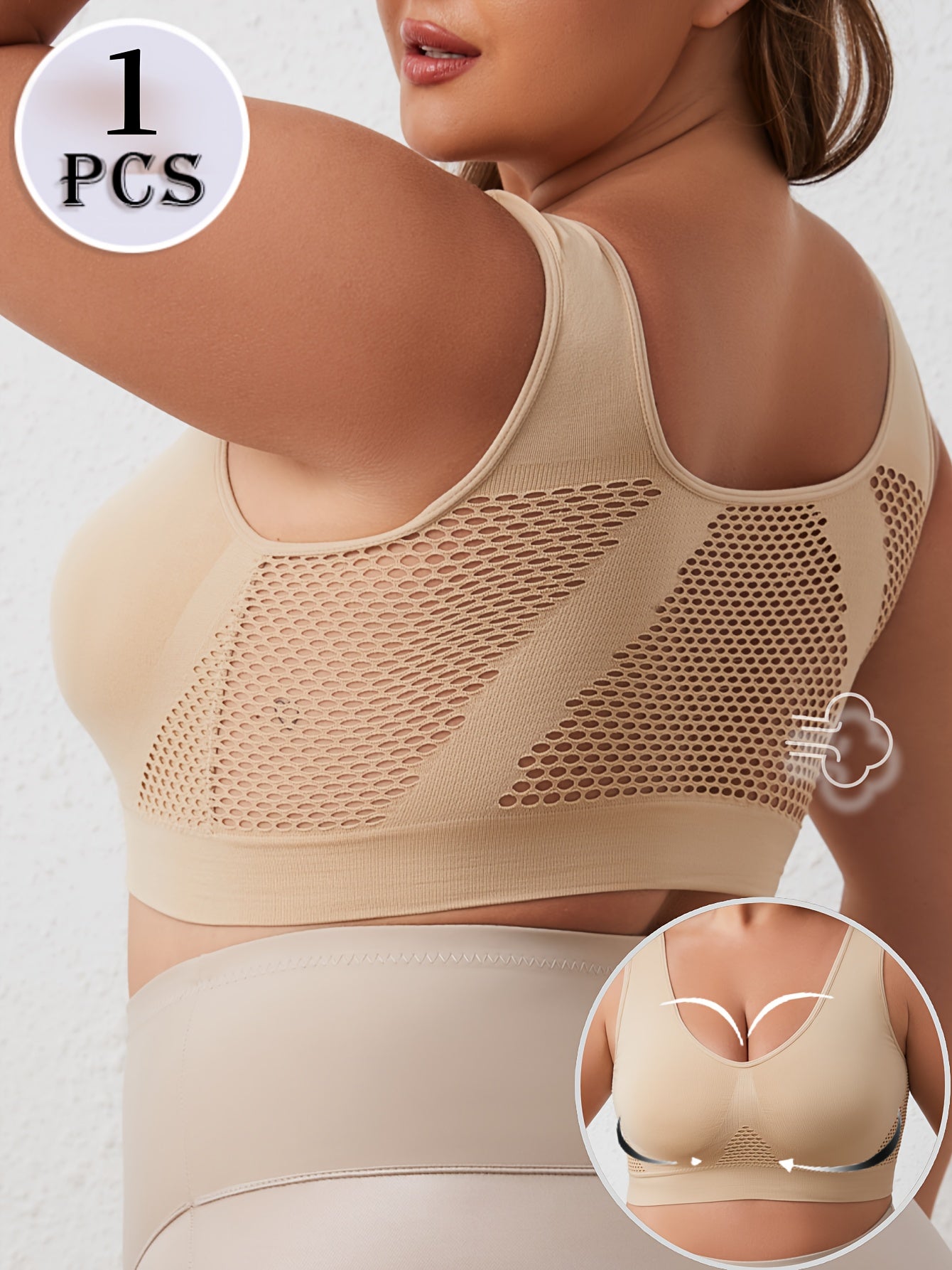 Women's Seamless Double-Layer Shock-Absorbing Sports Bra Black 1XL-5XL