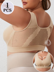 Women's Seamless Double-Layer Shock-Absorbing Sports Bra Black 1XL-5XL