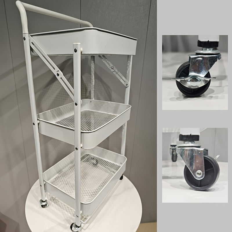 Multi-Layer Plastic Storage Rack Foldable Organizer for Kitchen Bathroom Bedroom