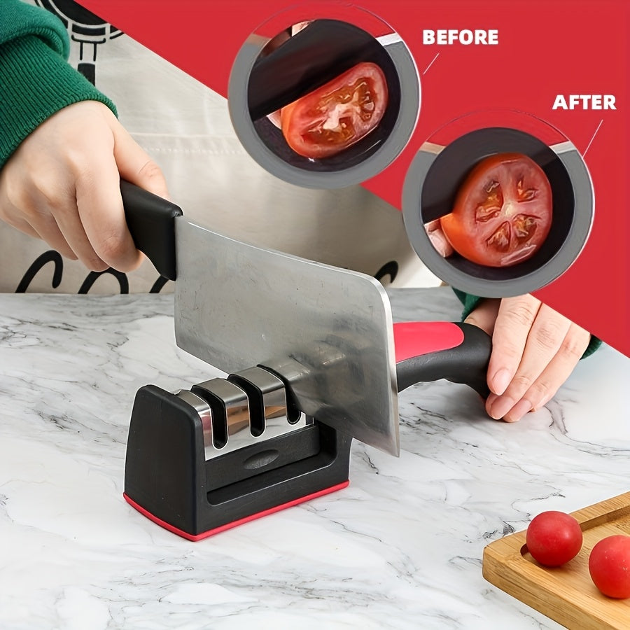 3-in-1 Manual Knife Sharpener for Kitchen, Medium Grit Metal Honing System
