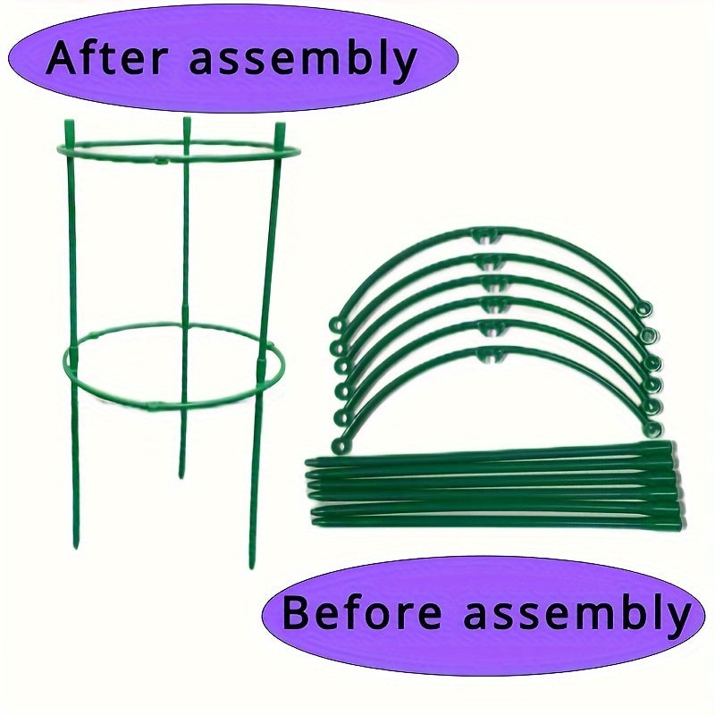 Set of 12 Green Plastic Plant Support Stakes for Indoor Climbing Plants