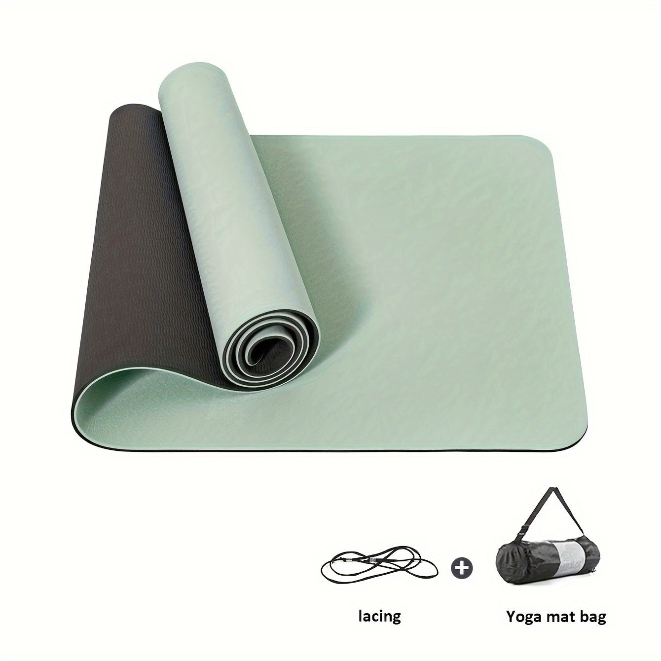 Esterilla de yoga antideslizante con superficie texturizada y correa de transporte para pilates y fitness gris, verde, púrpura