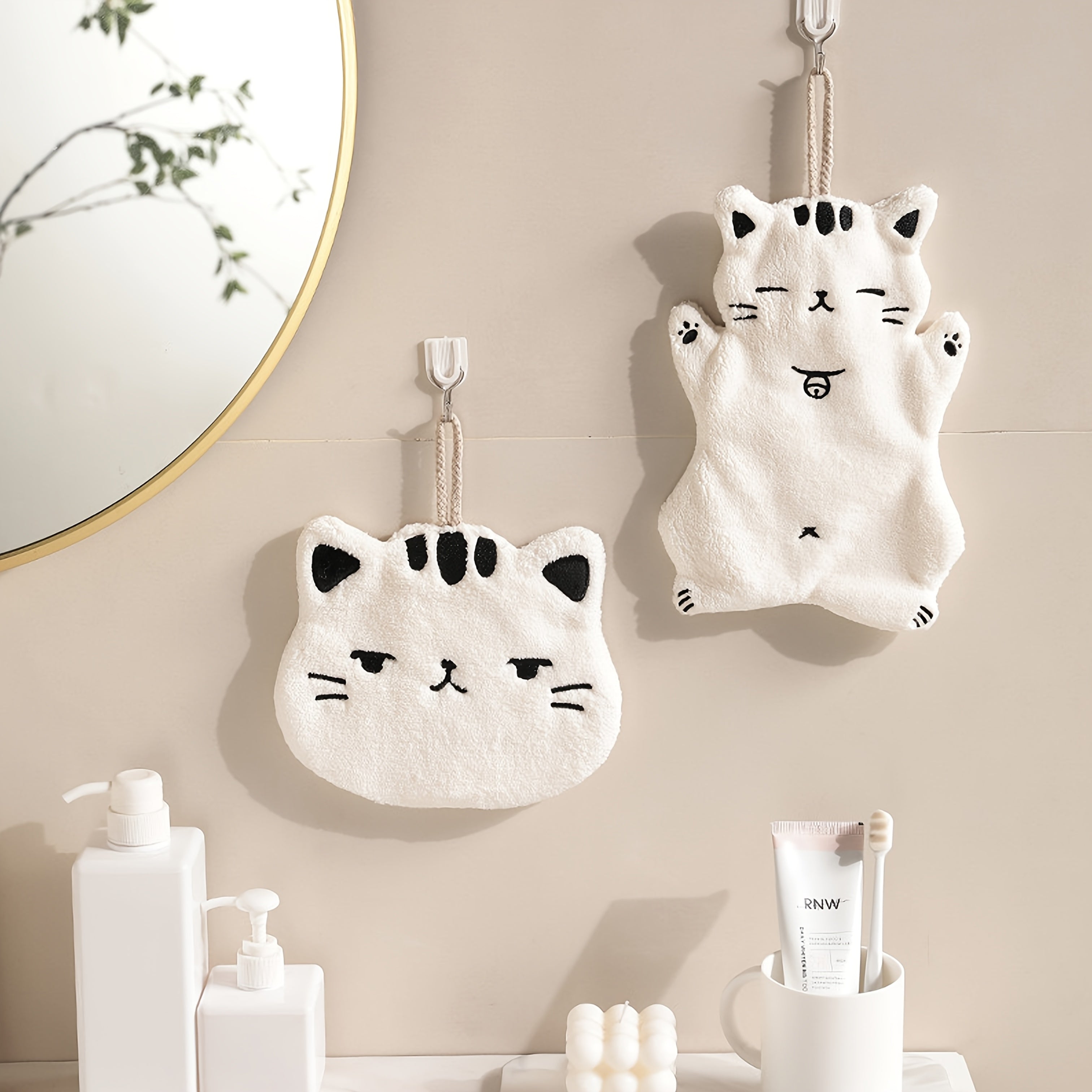 Cat-Themed Hand Towel for Bathroom and Kitchen Absorbent Cozy Cloth