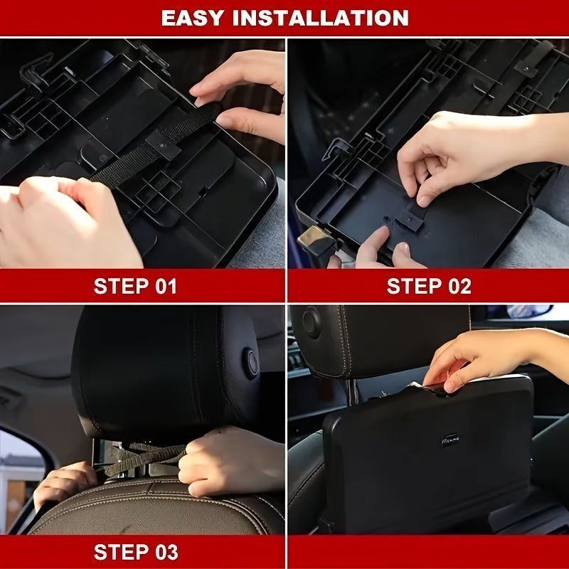 Универсальный органайзер для заднего сиденья автомобиля с складным подносом и держателями для стаканов