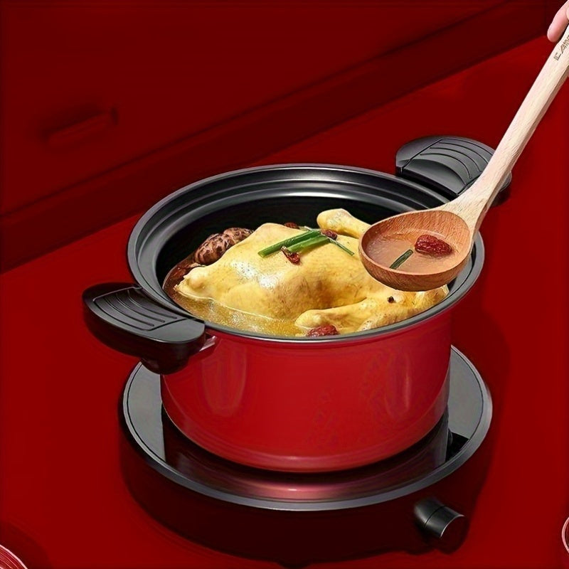 Olla a presión de acero inoxidable 24cm con tapa antiadherente, asas dobles y compatible con inducción