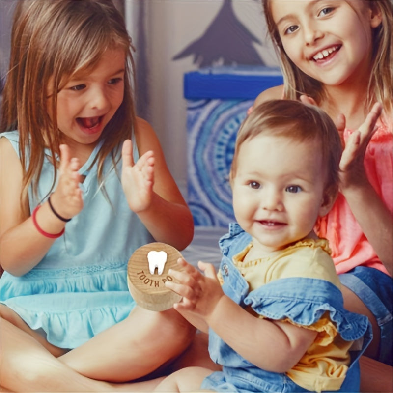 Caja de hada de dientes de madera tallada en 3D para niños y niñas