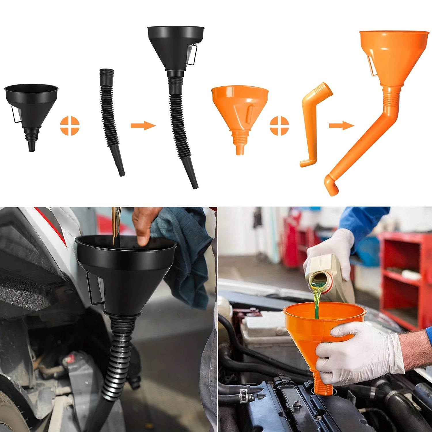 8 dona to'ldirish uchun funnel to'plami, ko'p funksiyali funnel, shlang va olib tashlanadigan quvurlar bilan