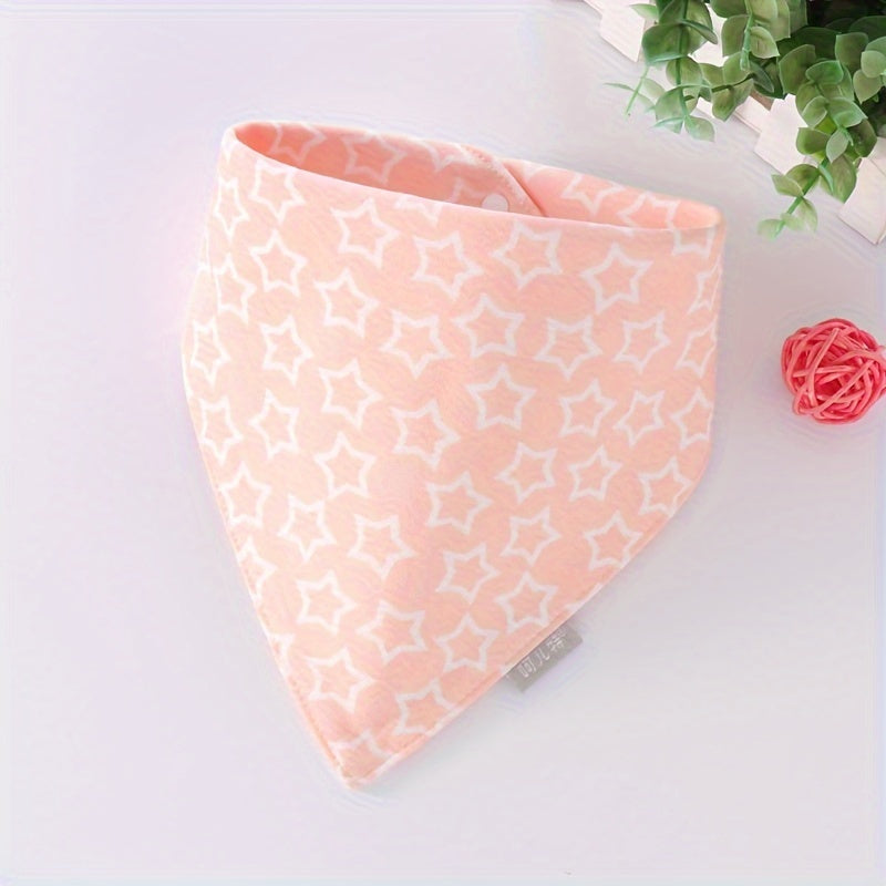 Kids Cotton Double Layer Triangle Scarf with Waterproof Pocket for Drooling