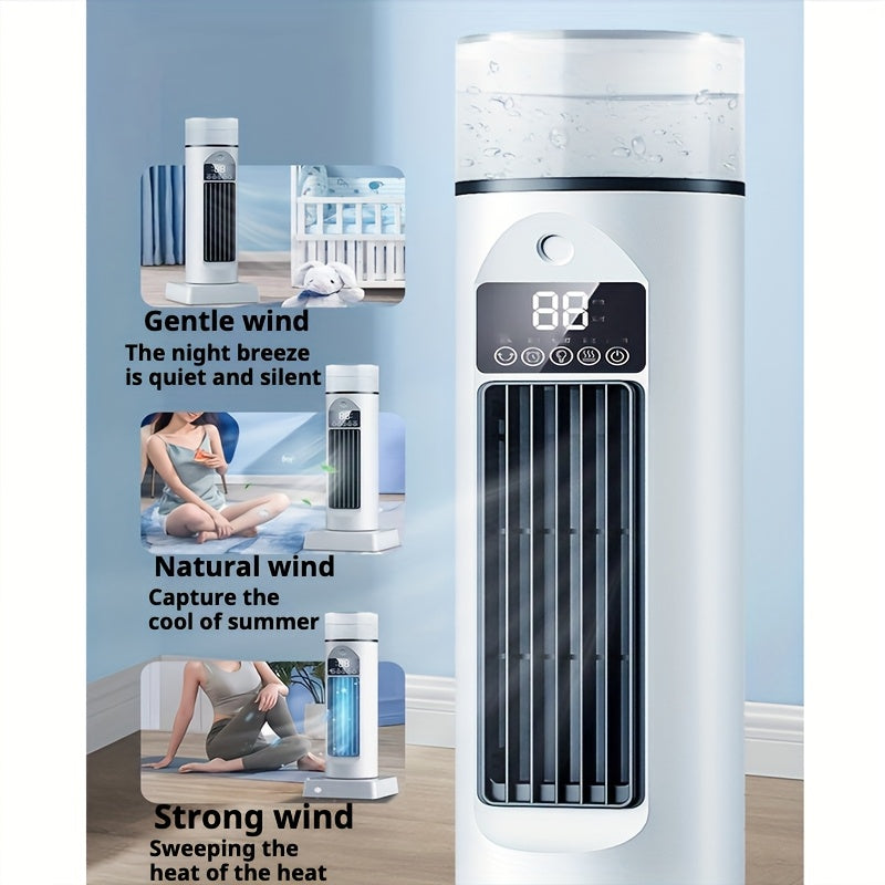 Portable Desktop Air Conditioner Fan with Mist Cooling 6 Speed Swing Timer Office Bedroom Outdoor