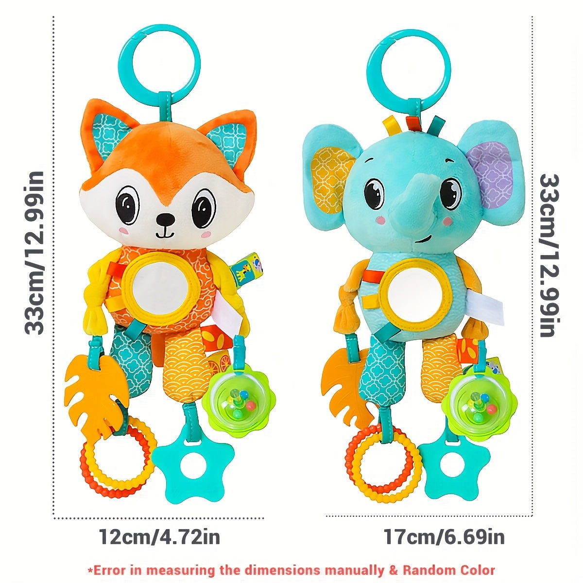 Baby Rattle Toy for 0-3 Years Textile Cartoon Animal Stroller and Car Seat Accessory