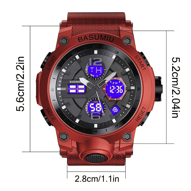 Men's Digital Sports Watch Waterproof Tactical Military Style Electronic Dual Display