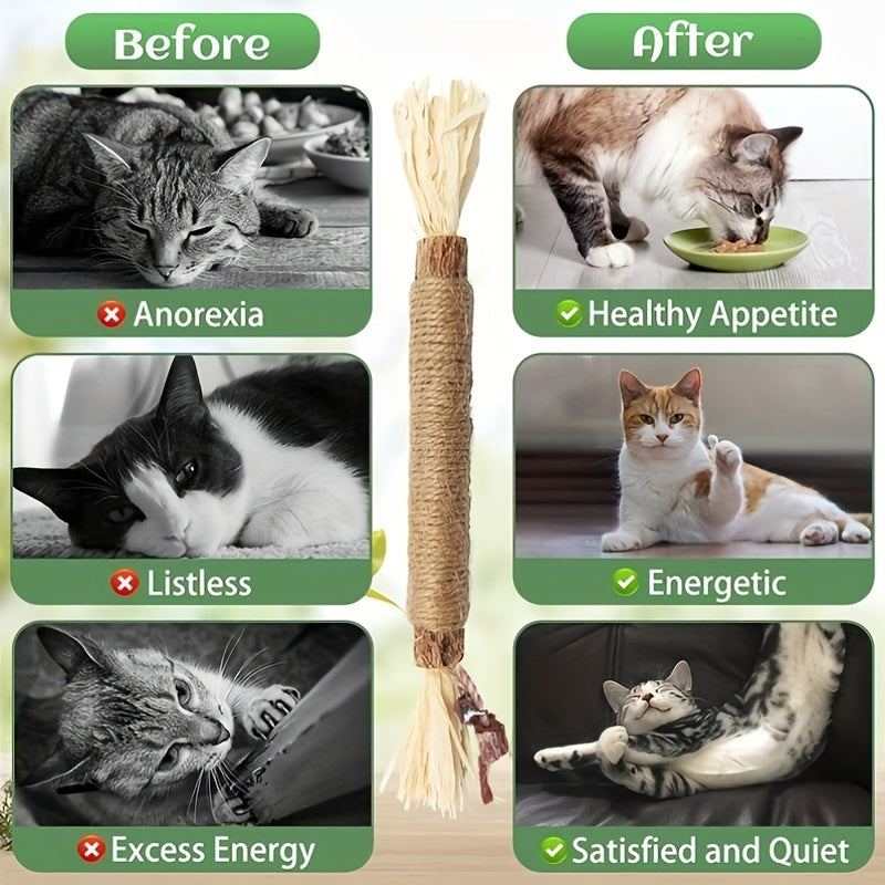 Natural Sisal Cat Chew Stick Dental Health Eco-Friendly Durable Indoor Toy
