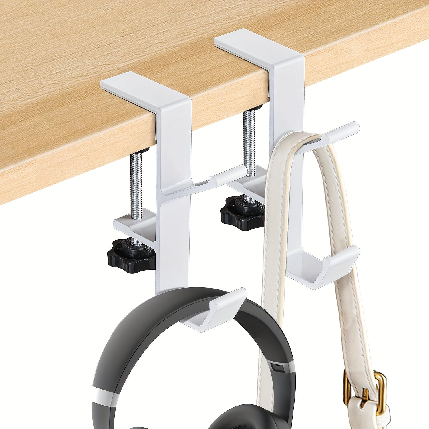 Two Pieces Under Desk Hooks for Backpacks, Portable, Fits 1.02-4.98cm Surfaces