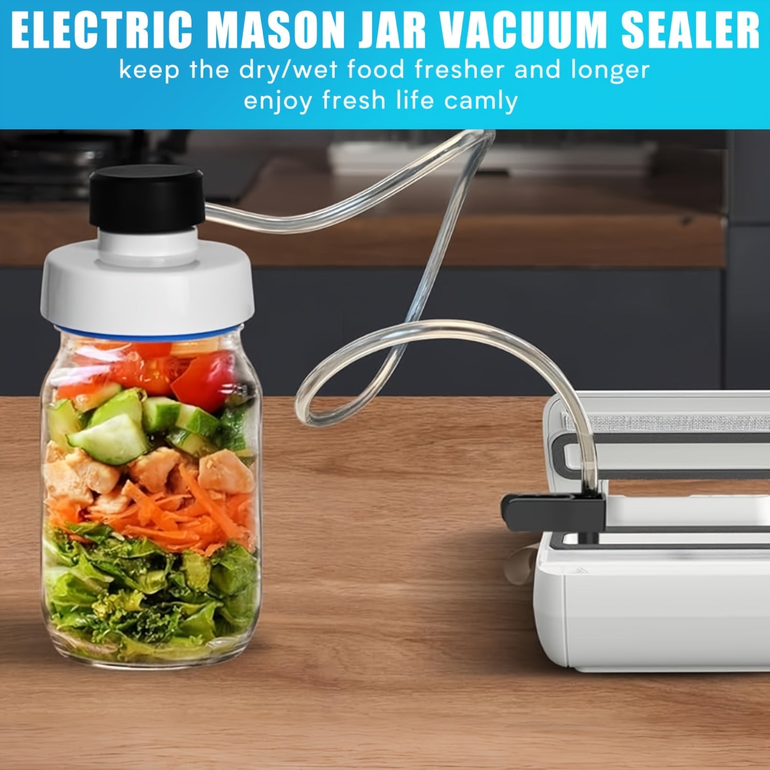 PANCERKA USB-Uyquvchi Qayta To'ldiriladigan Vacuum Sealer Kiti Mason Bankalari uchun - Keng va Oddiy Oyoqlarga mos keladi, Ovqat Saqlash va Konserva qilish uchun ideal.