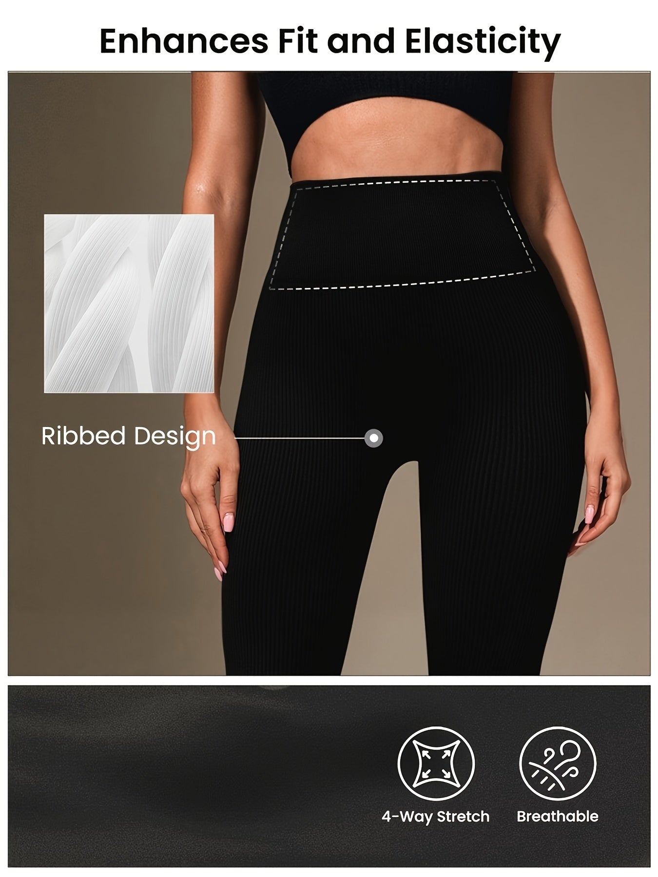 Women's High-Waist Yoga Leggings Tummy Control Moisture-Wicking Breathable Cropped