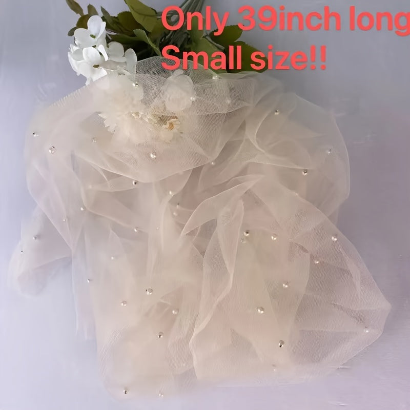 Camino de mesa de tul con perlas para bodas y fiestas, 72 pulgadas