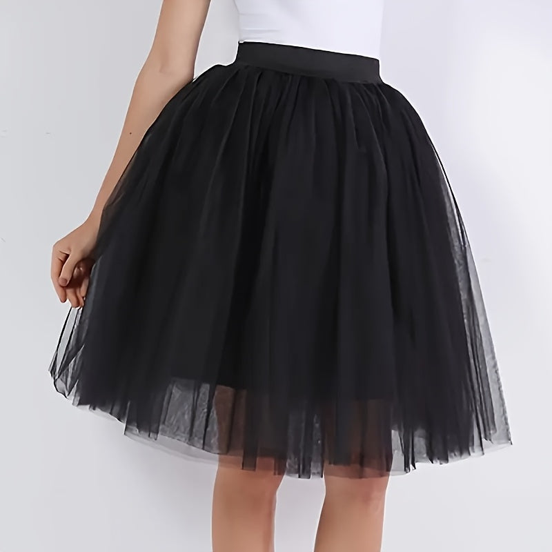 Women's Tulle Skirt Ballet Style Pleated Mid-Length for Girls and Women