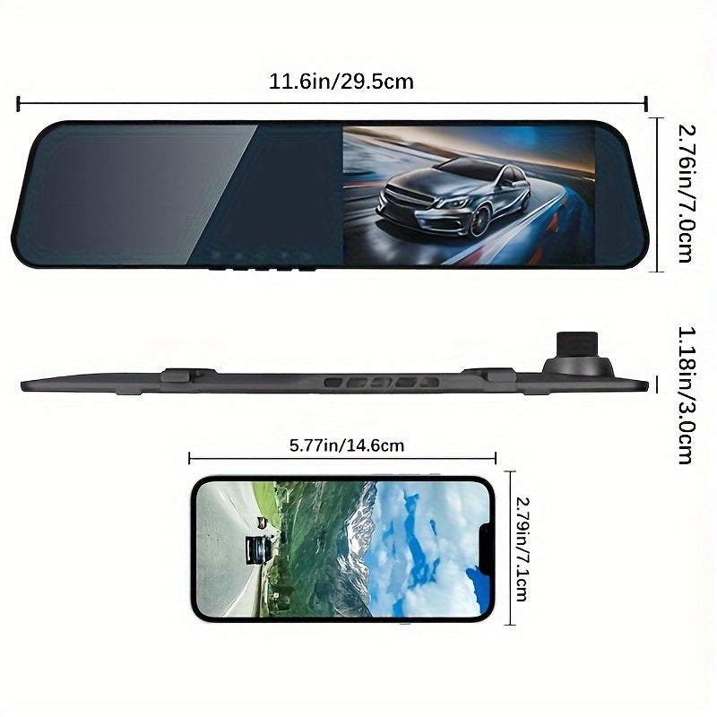HD Dual Dash Cam 1080P Front 480P Rear Night Vision Ultra-Thin Wide-Angle