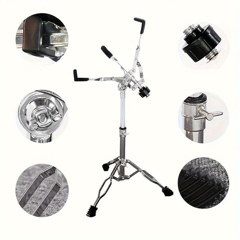Double Support Golden Drum Stand for Practice Pads and Military Drums Alloy Silver Grey