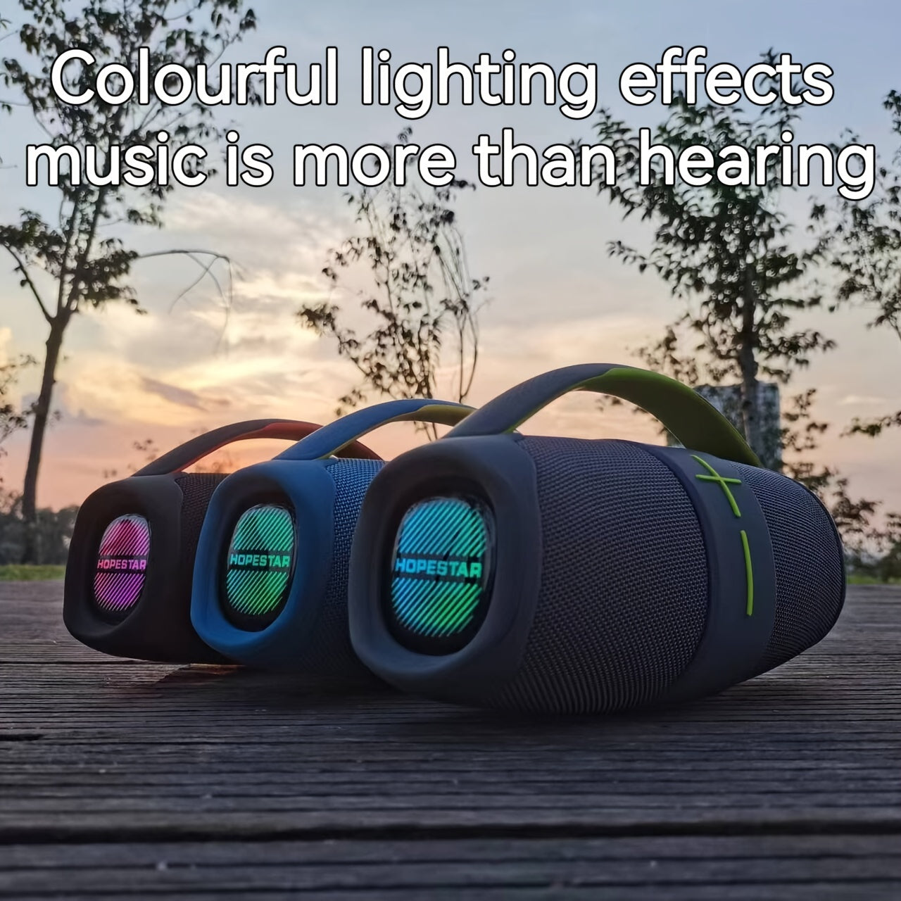 Wireless Speakers 20W Subwoofer Portable Bluetooth with TWS RGB Lights Waterproof IPX6