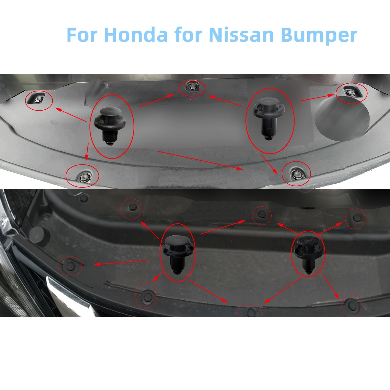 50Pcs Plastic Car Bumper Fastener Clips 10mm 8mm Fender Door Panel Rivets